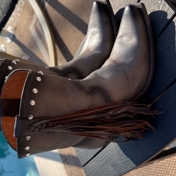 Idyllwind Gray and Black Fringe and Rhinestones Heeled Boots size 8 - Picture 5 of 12